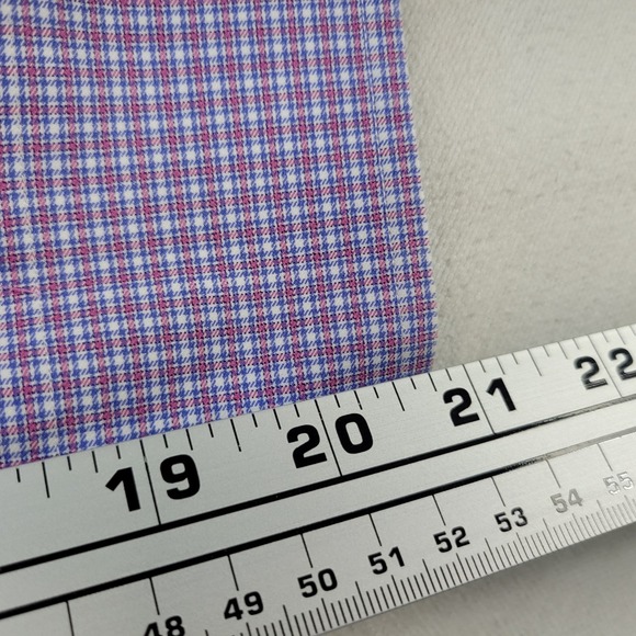 David Donahue Dress Shirt Mens Large Purple Check Button Up Long Sleeve - Picture 9 of 10